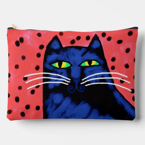 Handsome Black Cat Abstract Art Accessory Pouch
