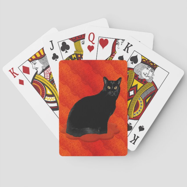 Handsome Black Cat Poker Cards (Back)