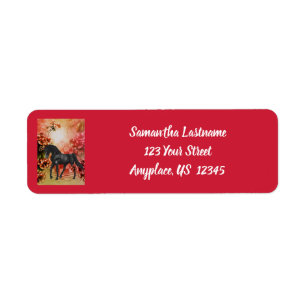 Handsome Black Fantasy Horse Address Label