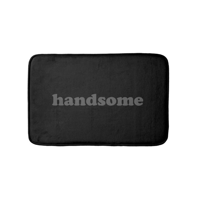 Handsome black grey modern typography funny cute bath mat (Front)