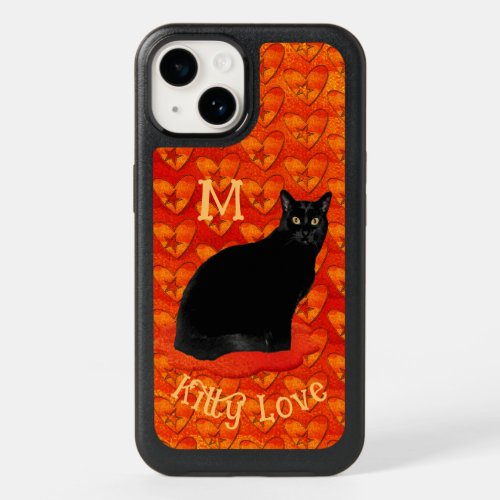 Handsome Black Kitty Love OtterBox iPhone 14 Case
