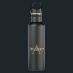 Handsome Black Modern Gold Monogram Initial Water Bottle<br><div class="desc">Handsome Black Modern Gold Monogram Initial Personalize Stainless Steel Water Bottle.  This template makes it easy for you to customize the initial and name text.</div>