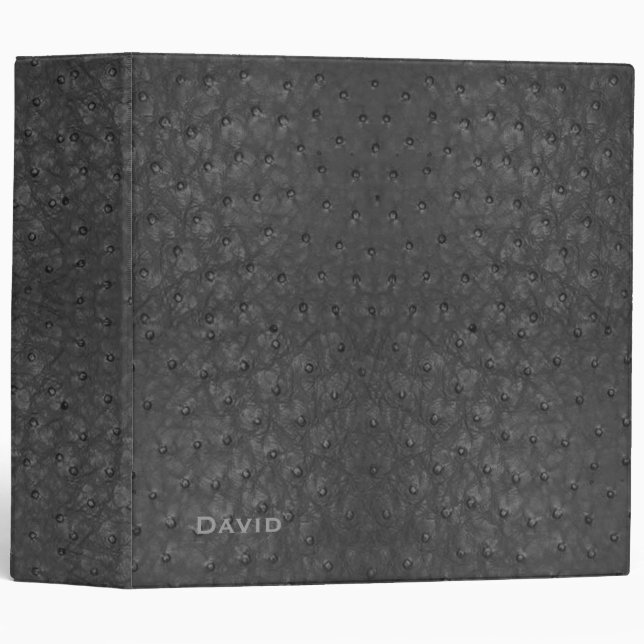 Handsome Black Ostrich Leather Look All Purpose Binder (Front/Spine)