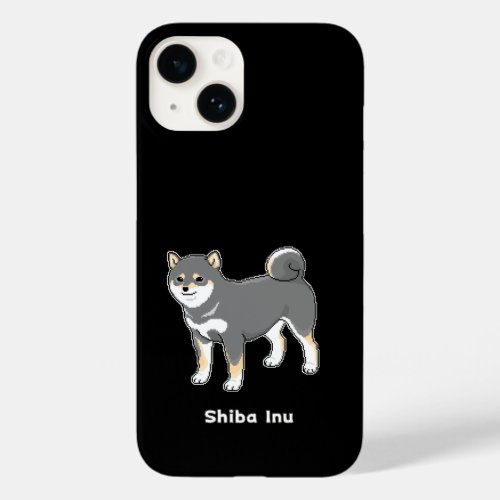 Handsome Black  Tan Shiba Inu Pixel Art Case_Mate iPhone 14 Case