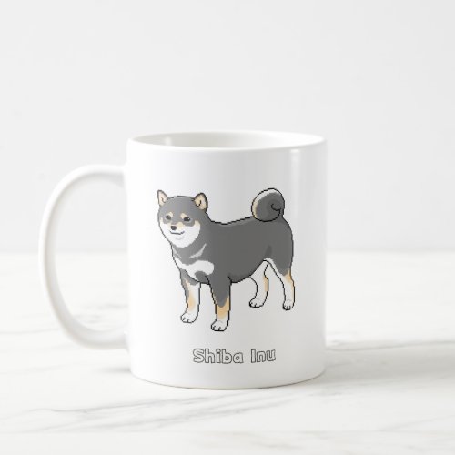 Handsome Black  Tan Shiba Inu Pixel Art Coffee Mug