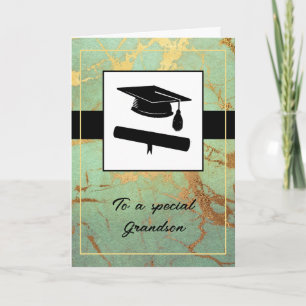 Handsome Blue and Gold Marble Masculine Graduation Card