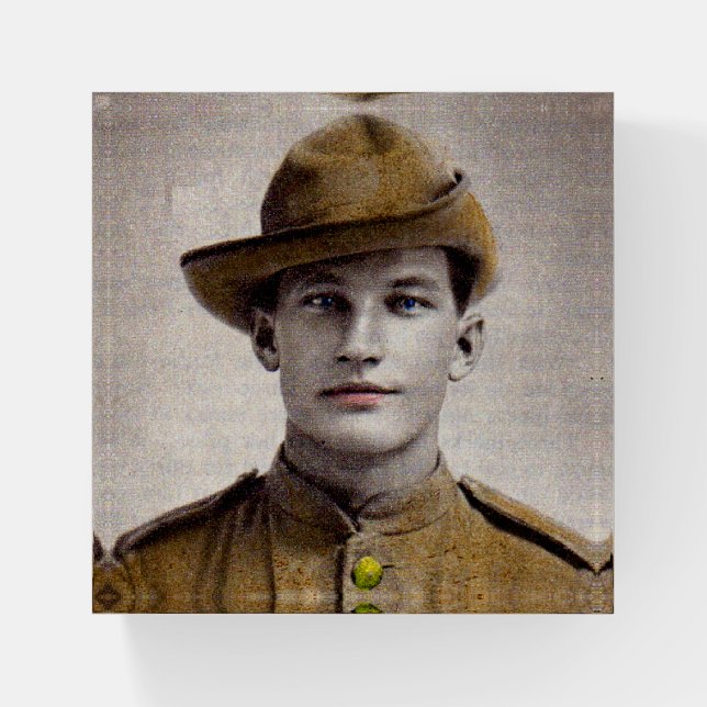 handsome Boer War soldier Paperweight (Front)