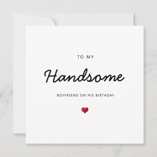 Handsome boyfriend romantic heart happy birthday card (Front)