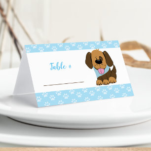 Handsome Brown Puppy Dog Buffet Tent Table Place Card