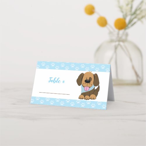 Handsome Brown Puppy Dog Buffet Tent Table Place Card