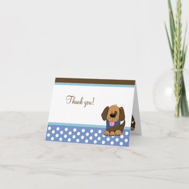Handsome Brown Puppy Dog Folded Thank you note Card (Front)