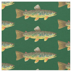 Fish Trout Fishing Fabric Fish Allover Keep It Reel Cotton Blank Textiles  Yard 
