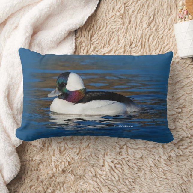 Handsome Bufflehead Duck at the Winter Pond Lumbar Pillow (Blanket)