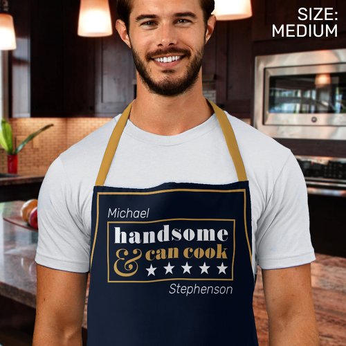 Handsome  Can Cook Mens Navy Blue Fathers Day Apron