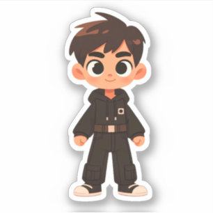 Handsome cartoon boy sticker