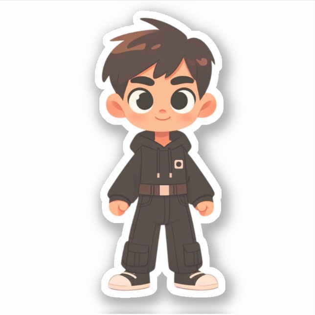 Handsome cartoon boy sticker (Front)
