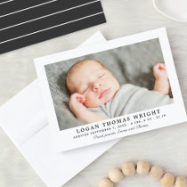 Handsome Charcoal Stripes Baby Boy Photo Birth Announcement