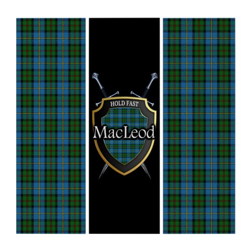 Handsome Clan MacLeod Tartan Shield  Swords Triptych