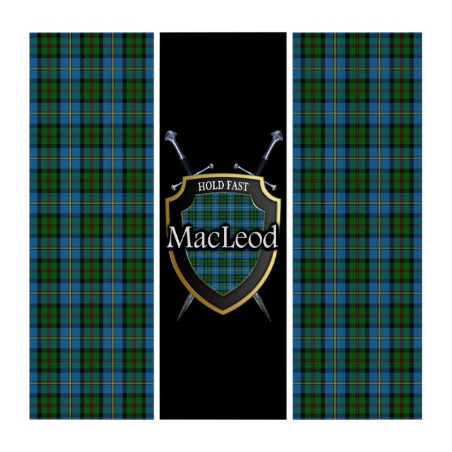 Handsome Clan MacLeod Tartan Shield & Swords Triptych (Front)
