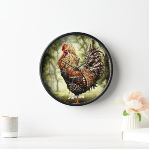 Handsome Colorful Rooster Clock