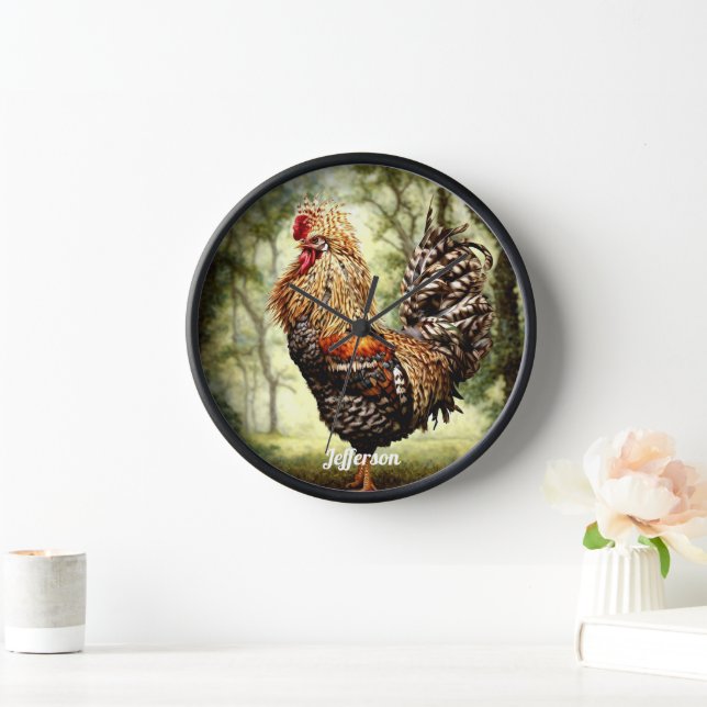 Handsome Colorful Rooster Clock (Home)