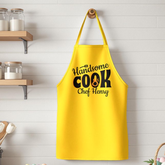 handsome cook awesome chef  adult apron (cook chef cooking customer handsome and can cook cook for him dad funny grillmaster dad grandpa )