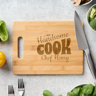 handsome cook awesome chef engraved cutting board