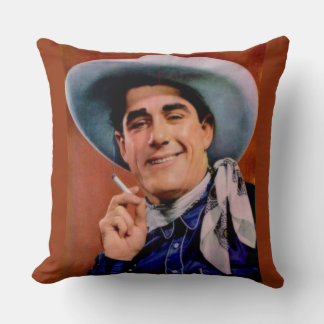 handsome cowboy with cigarette throw pillow