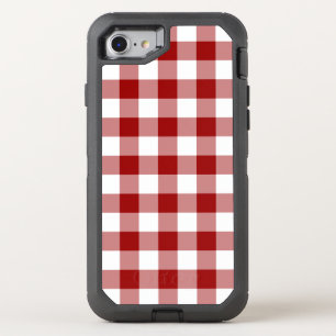 Handsome Dark Red and White Checked Pattern OtterBox Defender iPhone SE/8/7 Case