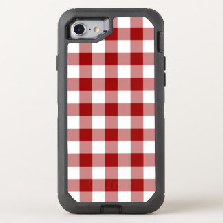 Handsome Dark Red and White Checked Pattern OtterBox Defender iPhone SE/8/7 Case