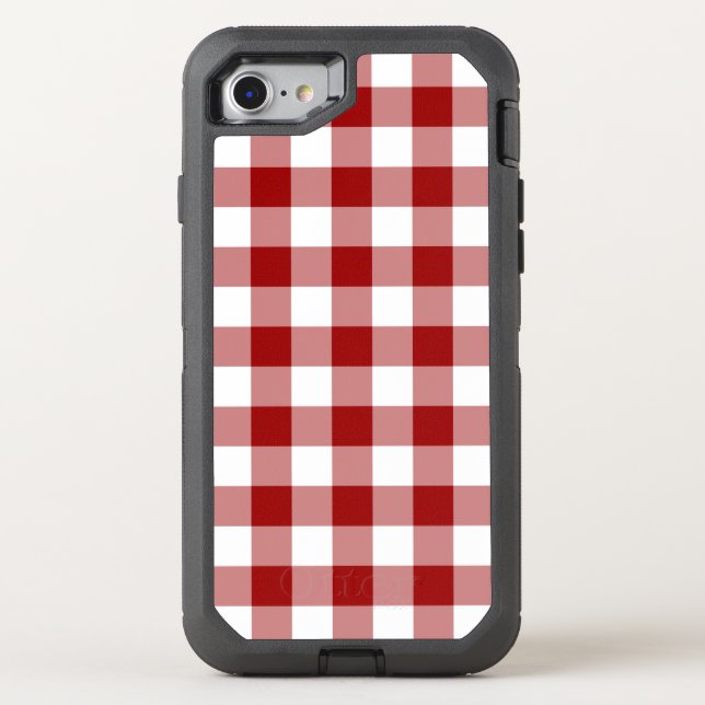 Handsome Dark Red and White Checked Pattern Otterbox iPhone Case (Back)