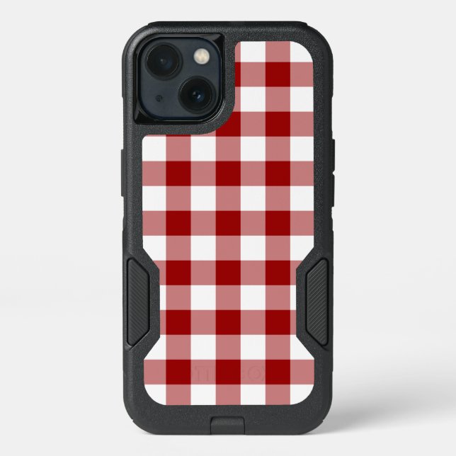 Handsome Dark Red and White Checked Pattern Otterbox iPhone Case (Back)