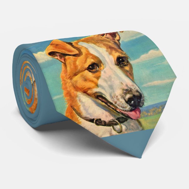 handsome dog print neck tie (Rolled)