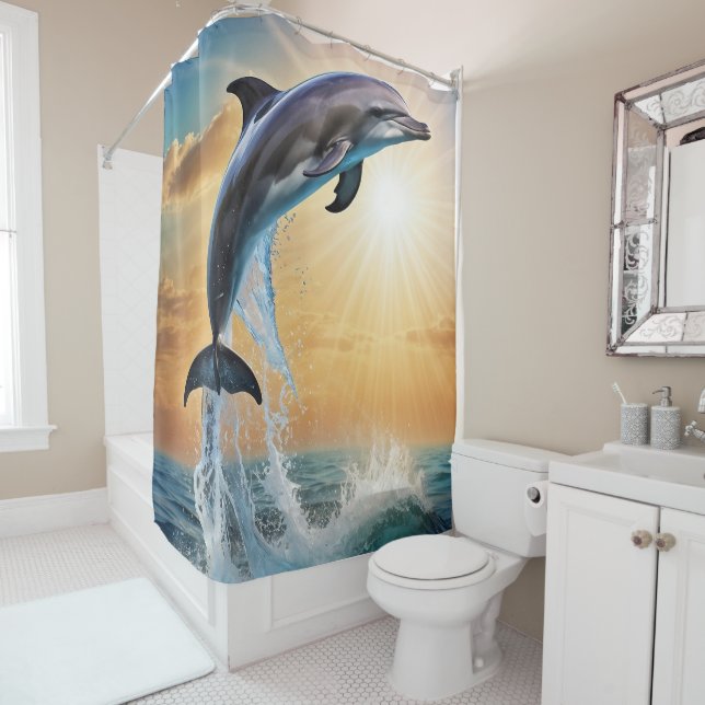 Handsome Dolphin Shower Curtain (In Situ)