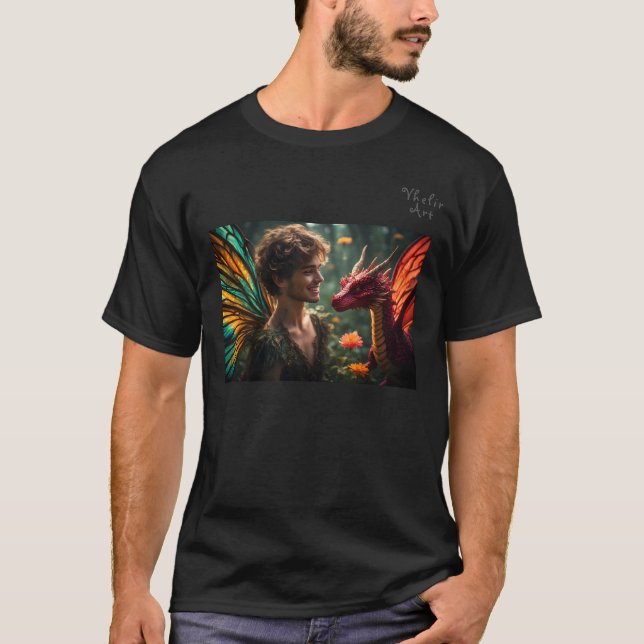 Handsome Fairy Red Dragon Design T-Shirt (Front)