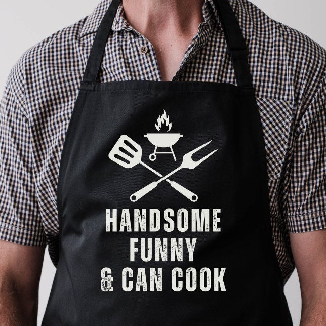 Handsome Funny And Can Cook Bold Funny  Apron (Creator Uploaded)