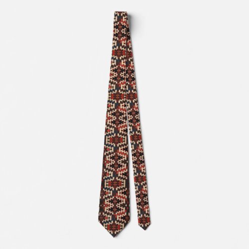 Handsome Geometric Pattern Oriental Rug Design Neck Tie