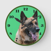 Handsome German Shepherd dog, black numbers Round