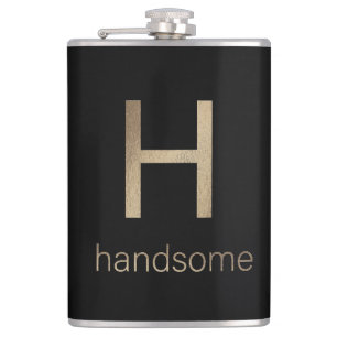Handsome Gold and Black   Vinyl Wrapped Flask