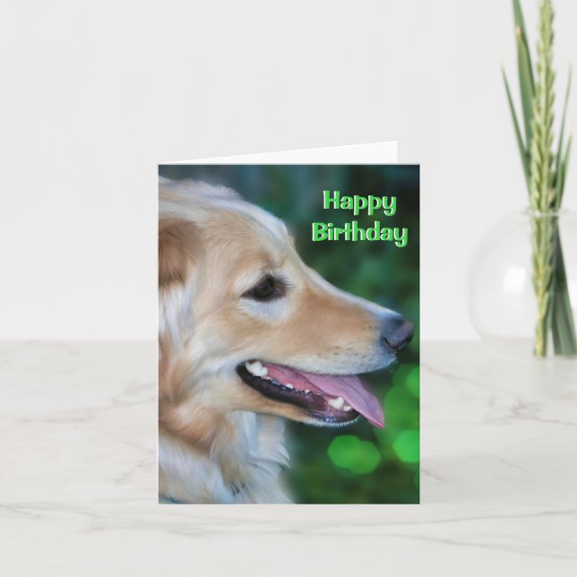 Handsome Golden Retriever Folded Greeting Card (Front)