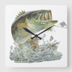 Handsome Gone Fishing Largemouth Bass Wall Clock