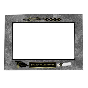 Handsome Gray Granite Look Graduation Photo Magnetic Frame