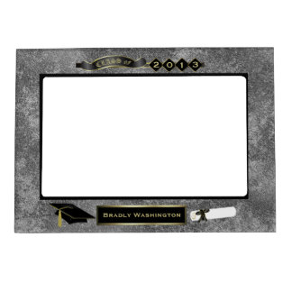 Handsome Gray Granite Look Graduation Photo Magnetic Frame