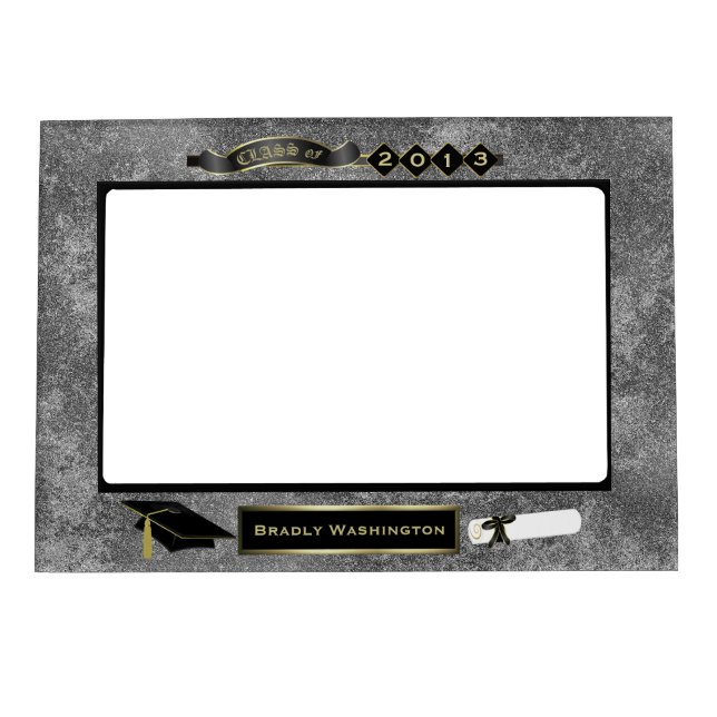 Handsome Gray Granite Look Graduation Photo Magnetic Frame (Front)