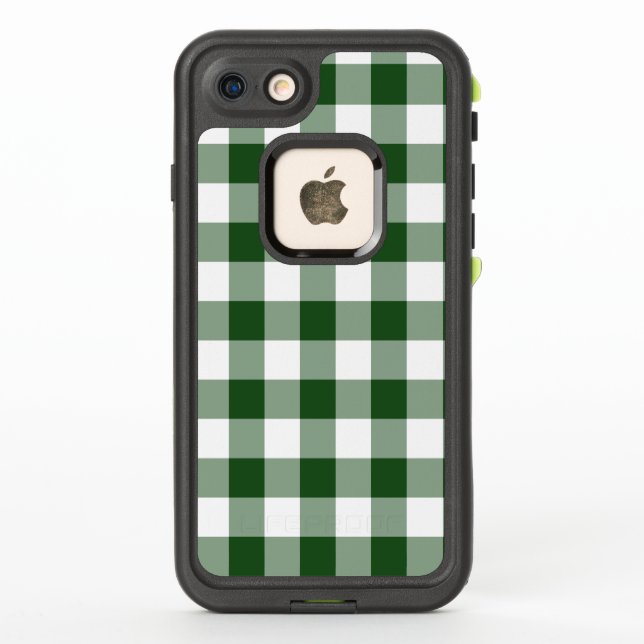 Handsome Green and White Buffalo Plaid LifeProof iPhone Case (Back)