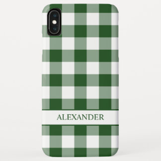 Handsome Green White Buffalo Plaid Your Name iPhone XS Max Case