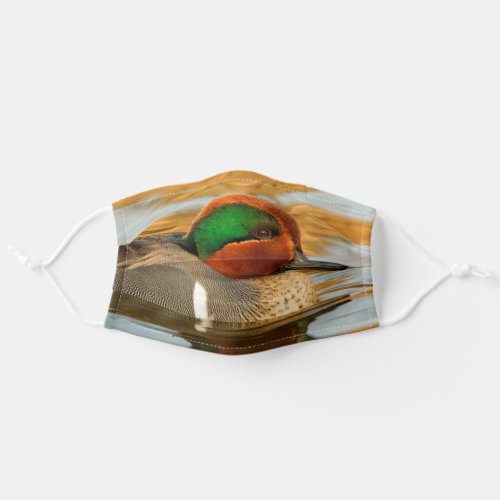 Handsome Green_Winged Teal Duck on Golden Pond Adult Cloth Face Mask