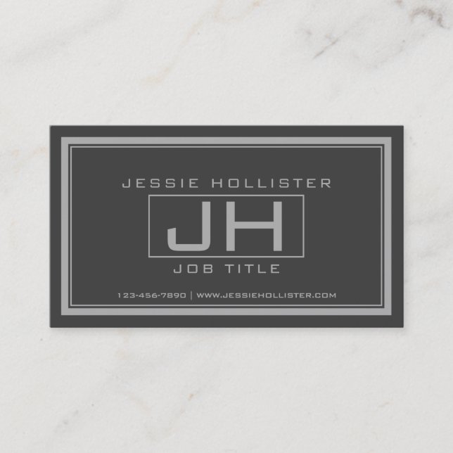 Handsome Grey & Dark Grey Professional Business Card (Front)