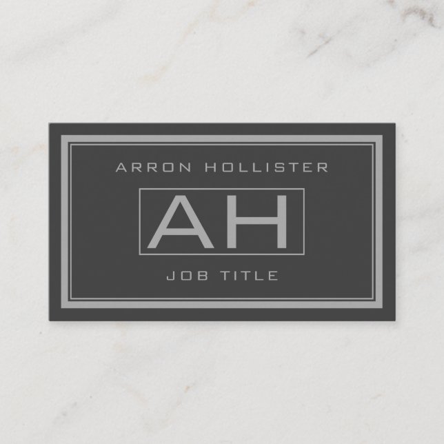 Handsome Grey & Dark Grey Professional Business Card (Front)