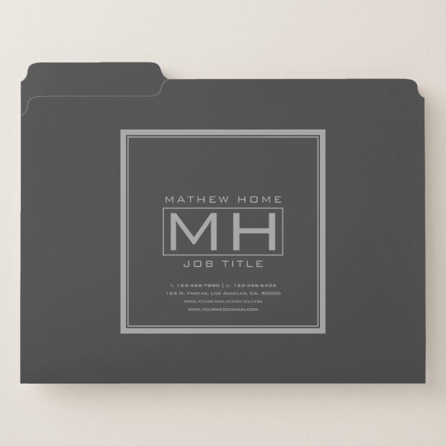 Handsome Grey & Dark Grey Professional File Folder (Front Left)